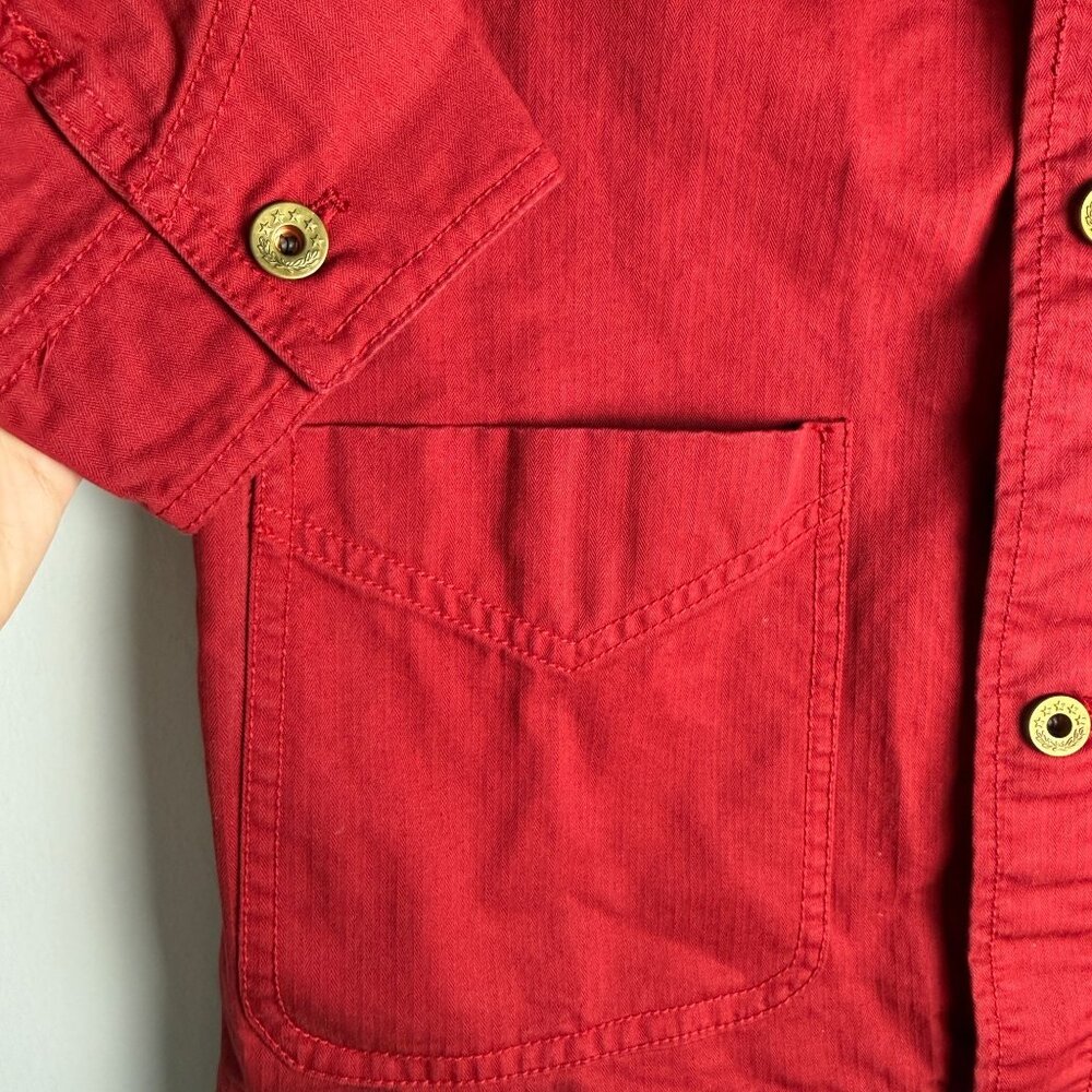 Alex Mill Womens Canvas Work Chore Jacket Red Gold Size L Utilitarian Workwear - Picture 4 of 9